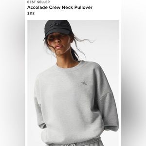 Alo Yoga Accolade crewneck pullover athletic heather grey size medium